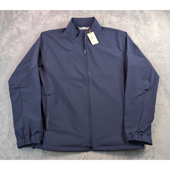 Peter Millar Crown Jacket Winter Wind Gust Full Zip Pockets Navy Men's L $225